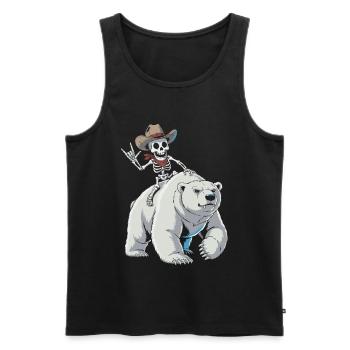 Skeleton cowboy on polar bear - Men's Premium Organic Tank Top - black - Front - Michal (187cm)