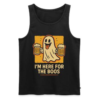 Ich bin hier für die Buhrufe Lustiger Halloween-Spruch - Männer Premium Bio Tank Top - Schwarz - Vorne - AI Model Male 178 light (178cm)