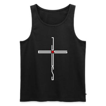 Jesus Cross Heart Love Believers Gift - Men's Premium Organic Tank Top - black - Front - Michal (187cm)