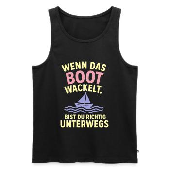 Bootwackel Spruch Reisegefühl - Männer Premium Bio Tank Top - Schwarz - Vorne - Michal (187cm)