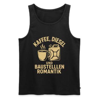 Kaffee, Diesel und Romantik am Bau - Männer Premium Bio Tank Top - Schwarz - Vorne - Michal (187cm)