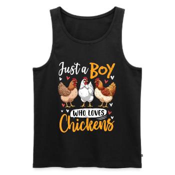 Boy loves chickens – motif amusant - Débardeur bio Premium Homme - noir - Devant - Michal (187cm)