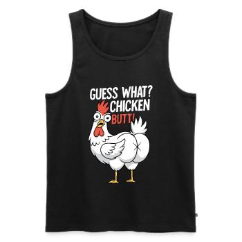 Cul de poulet disant dessin animé - Débardeur bio Premium Homme - noir - Devant - AI Model Male 178 light (178cm)