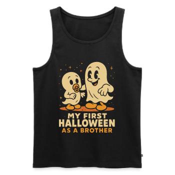 My First Halloween As A Brother Cute Ghost - Men's Premium Organic Tank Top - black - Front - AI Model Male 178 light (178cm)