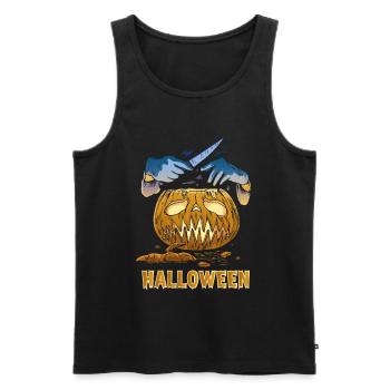 Carved Pumpkin Halloween Knife - Men's Premium Organic Tank Top - black - Front - Michal (187cm)