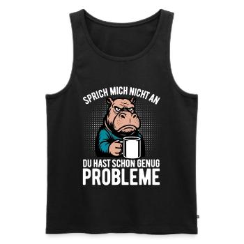 Don't talk to me - Hippo with coffee - Men's Premium Organic Tank Top - black - Front - AI Model Male 178 light (178cm)