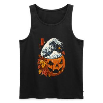 Halloween Herbst - Kürbiswelle Kanagawa - Männer Premium Bio Tank Top - Schwarz - Vorne - AI Model Male 178 light (178cm)