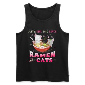 Juste une fille qui aime les chats et les t-shirts Ramen - Débardeur bio Premium Homme - noir - Devant - Michal (187cm)