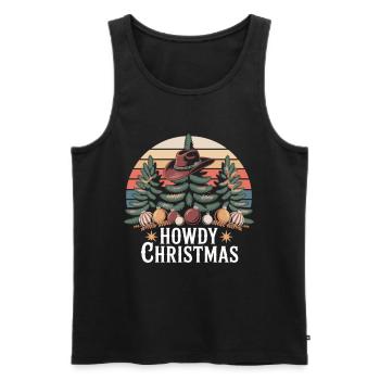 Salut Noël – Cowboy Weihnachten - Débardeur bio Premium Homme - noir - Devant - Michal (187cm)