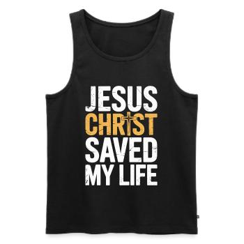  Jesus Christus hat mein Leben gerettet - Männer Premium Bio Tank Top - Schwarz - Vorne - Michal (187cm)