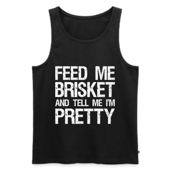 Feeds Me Brisket And Tell Me I'm Pretty Retro BBQ - Men's Premium Organic Tank Top - black - Front - AI Model Male 178 light (178cm)