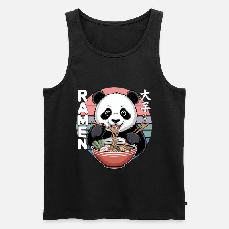 Panda Ramen Napf Retro - Männer Premium Bio Tank Top - Schwarz