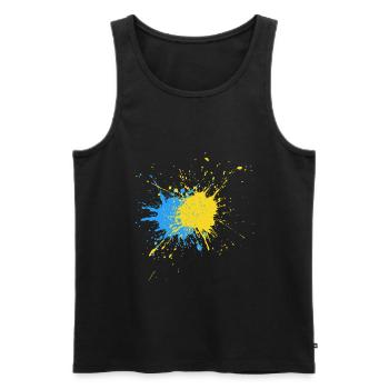 Zwei-Farben Sprenkelkunst Blau Gelb - Männer Premium Bio Tank Top - Schwarz - Vorne - AI Model Male 178 light (178cm)