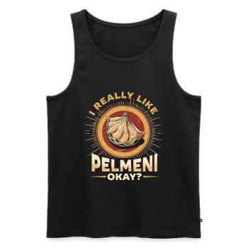 Pelmenis : J’aime vraiment Pelmeni, d’accord ? - Débardeur bio Premium Homme - noir - Devant - Michal (187cm)