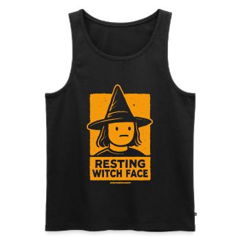 Ruhendes Hexengesicht Lustiges Halloween Spruch Kostüm - Männer Premium Bio Tank Top - Schwarz - Vorne - AI Model Male 178 light (178cm)