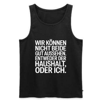 Household or Me – Funny Saying - Men's Premium Organic Tank Top - black - Front - Michal (187cm)