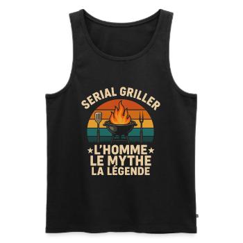 Seriengriller, Der Mann, Der Mythos, Die Legende BBQ - Männer Premium Bio Tank Top - Schwarz - Vorne - Michal (187cm)