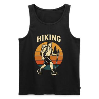 Hiking Retro Sonnenuntergang - Männer Premium Bio Tank Top - Schwarz - Vorne - Michal (187cm)