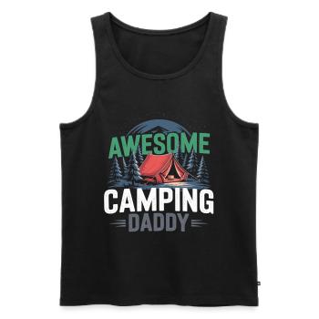 Camping Dad Shirt with Tent and Forest Motif - Men's Premium Organic Tank Top - black - Front - Michal (187cm)