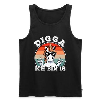 18. Geburtstag 18er 18ter Digga Ich bin 18 Jahre - Männer Premium Bio Tank Top - Schwarz - Vorne - AI Model Male 178 light (178cm)