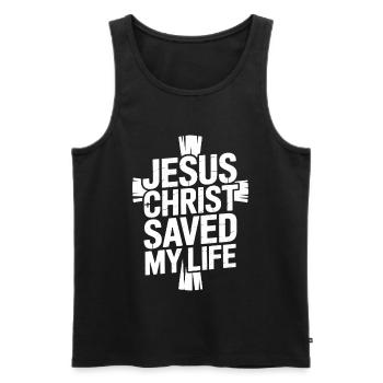 Jesus Christ saved my life - Men's Premium Organic Tank Top - black - Front - Michal (187cm)