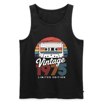 Jubiläum 1975 Limited Edition Kassette Style - Männer Premium Bio Tank Top - Schwarz - Vorne - AI Model Male 178 light (178cm)