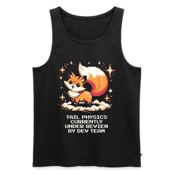 Tail physics are being tested | Fox, Dev Team - Men's Premium Organic Tank Top - black - Front - AI Model Male 178 light (178cm)