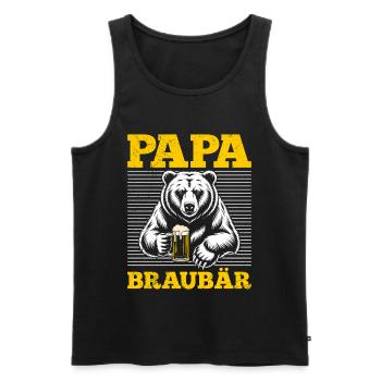 Le futur papa PAPA BRAUBÄR Drôle - Débardeur bio Premium Homme - noir - Devant - Michal (187cm)