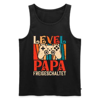 Gambler Dad LEVEL DAD UNLOCKED Retro Funny - Men's Premium Organic Tank Top - black - Front - AI Model Male 178 light (178cm)