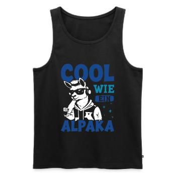 Éventail d’alpaga COOL COMME UN LAMA D’ALPAGA Drôle - Débardeur bio Premium Homme - noir - Devant - AI Model Male 178 light (178cm)