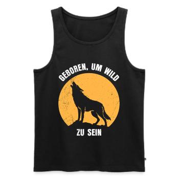 Wolf Spirit GEBOREN UM WILD ZU SEIN Lustig - Débardeur bio Premium Homme - noir - Devant - AI Model Male 178 light (178cm)