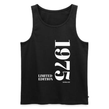 Limitierte Edition 1975 : Limited Edition 1975 - Männer Premium Bio Tank Top - Schwarz - Vorne - Michal (187cm)