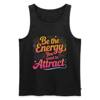 Be the energy you attract - Men's Premium Organic Tank Top - black - Front - AI Model Male 178 light (178cm)