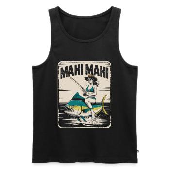 Mahi Mahi Beach Angler Retro - Men's Premium Organic Tank Top - black - Front - AI Model Male 178 light (178cm)