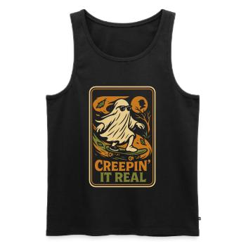 Creepin' It Real Halloween Skateboard Design - Men's Premium Organic Tank Top - black - Front - Michal (187cm)