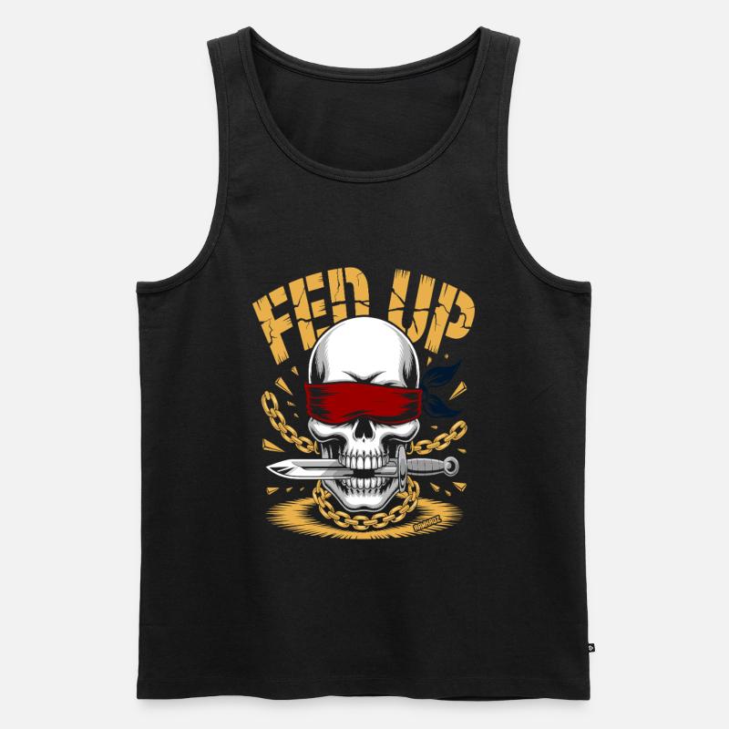 Blind skull with chain, muzzle full - Men's Premium Organic Tank Top - black