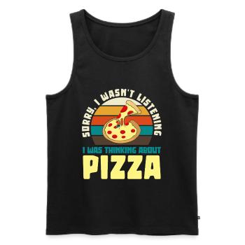 Pizza Dreamer Motif Rétro - Débardeur bio Premium Homme - noir - Devant - AI Model Male 178 light (178cm)