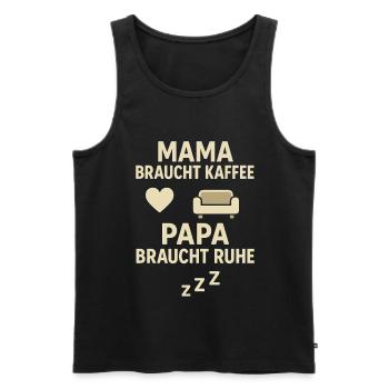 Maman a besoin de café, papa a besoin de repos - Débardeur bio Premium Homme - noir - Devant - AI Model Male 178 light (178cm)