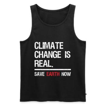 climate change is real save earth now - Men's Premium Organic Tank Top - black - Front - AI Model Male 178 light (178cm)