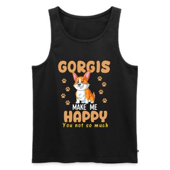 Le corgi me rend heureux - Débardeur bio Premium Homme - noir - Devant - AI Model Male 178 light (178cm)