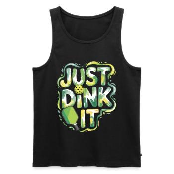 Pickleball T-Shirt Just Dink It Gift Idea - Men's Premium Organic Tank Top - black - Front - AI Model Male 178 light (178cm)
