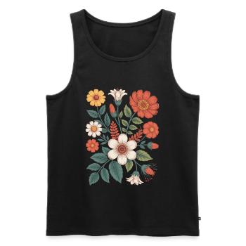 Botanique Diversité Fleur Jardin Prairie Nature - Débardeur bio Premium Homme - noir - Devant - Michal (187cm)