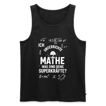 Superpouvoirs en mathématiques – J’enseigne aux enseignants - Débardeur bio Premium Homme - noir - Devant - AI Model Male 178 light (178cm)