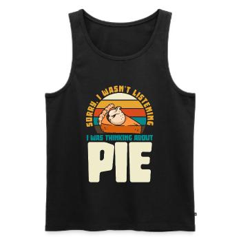 Pie Thinker Meme: I Think of Cake - Men's Premium Organic Tank Top - black - Front - AI Model Male 178 light (178cm)