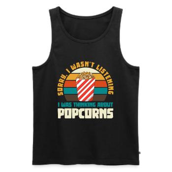Popcorn rétro disant thé - Débardeur bio Premium Homme - noir - Devant - AI Model Male 178 light (178cm)