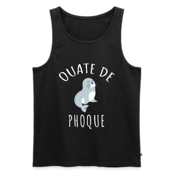 Ouate de Phoque Humour Français Jeu de Mots Rigolo - Débardeur bio Premium Homme - noir - Devant - AI Model Male 178 light (178cm)