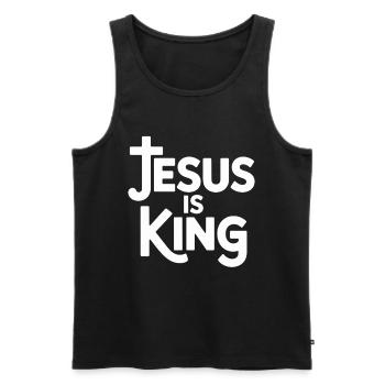Jesus Is King Christian Cross Faith - Men's Premium Organic Tank Top - black - Front - Michal (187cm)