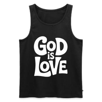 Dieu est amour Jésus Foi chrétienne - Débardeur bio Premium Homme - noir - Devant - Michal (187cm)