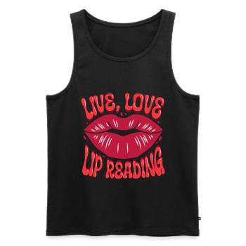 Deaf Deaf Hearing Impairment Lip Reading - Men's Premium Organic Tank Top - black - Front - AI Model Male 178 light (178cm)