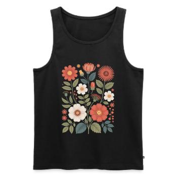 Botanique Diversité Fleur Jardin Prairie Nature - Débardeur bio Premium Homme - noir - Devant - Michal (187cm)